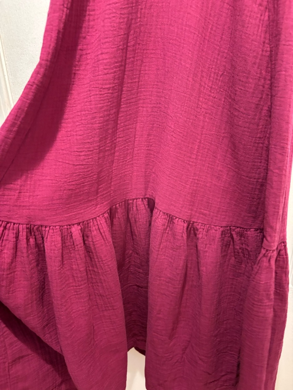 Pact Organic Cotton Sleeveless Magenta Keyhole Back Tiered Maxi Dress size XXS - Picture 9 of 11